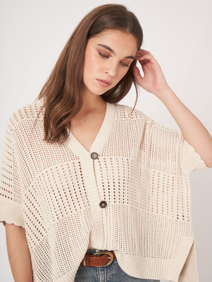 Open knit poncho cardigan  image number 2