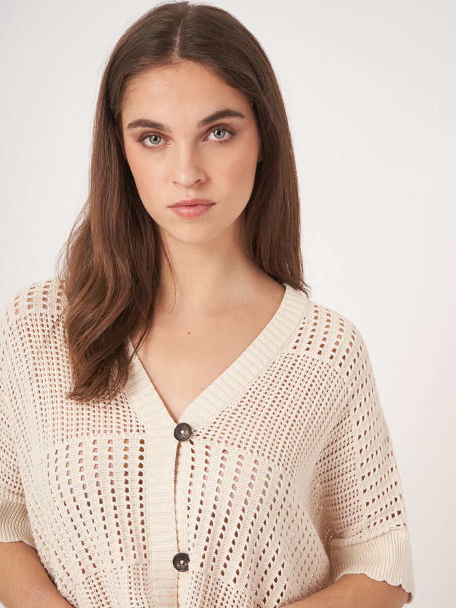 Open knit poncho cardigan  image number 5