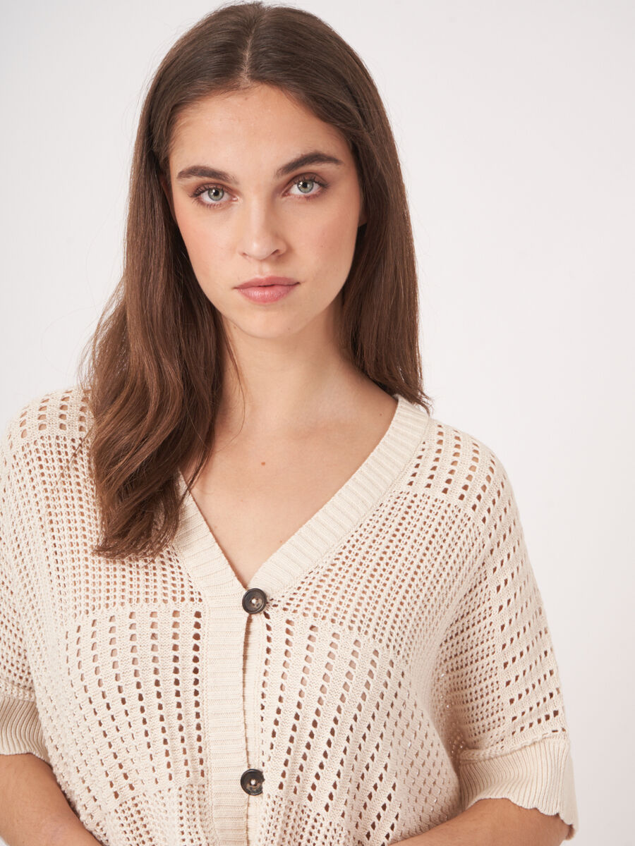 Open knit poncho cardigan  image number 5