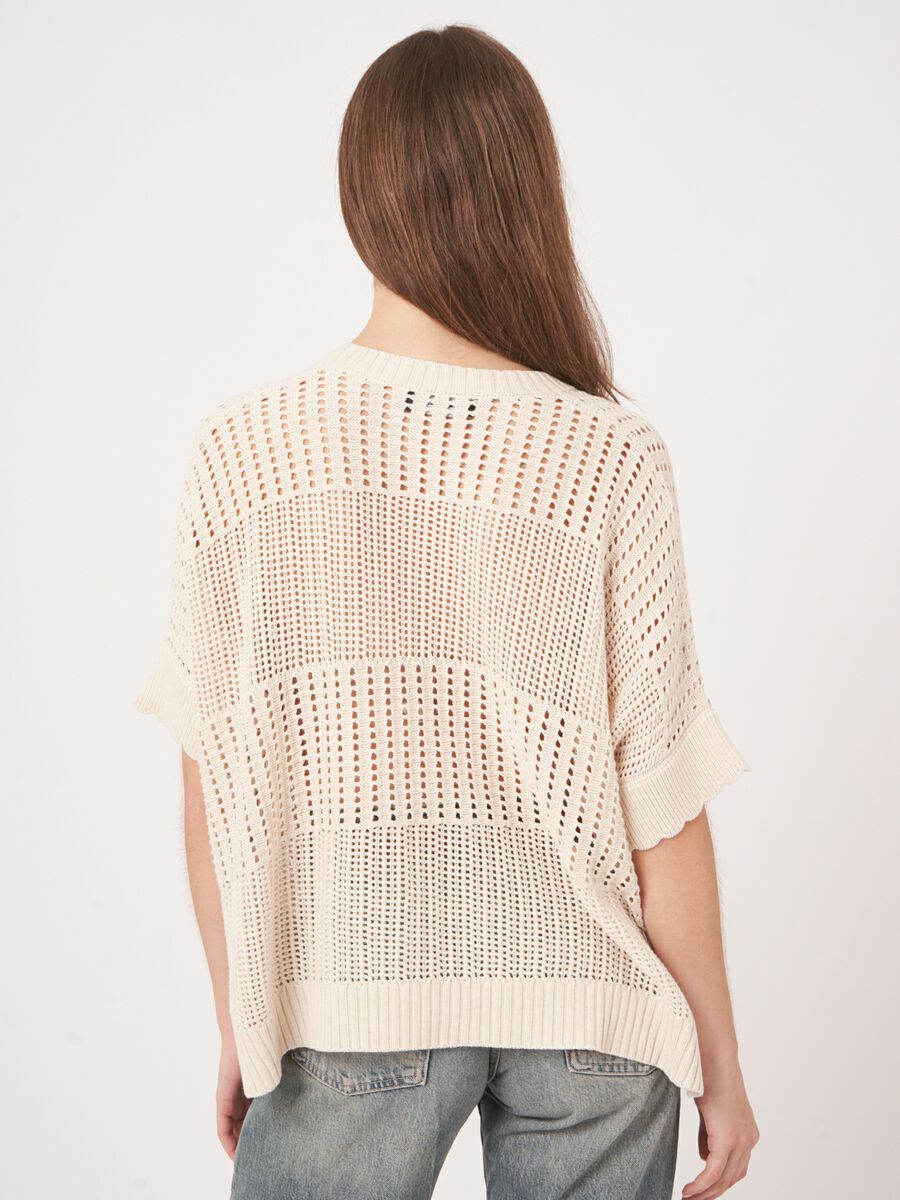 Open knit poncho cardigan  image number 6