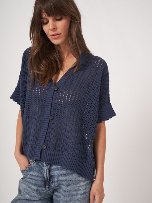 Open knit poncho cardigan 