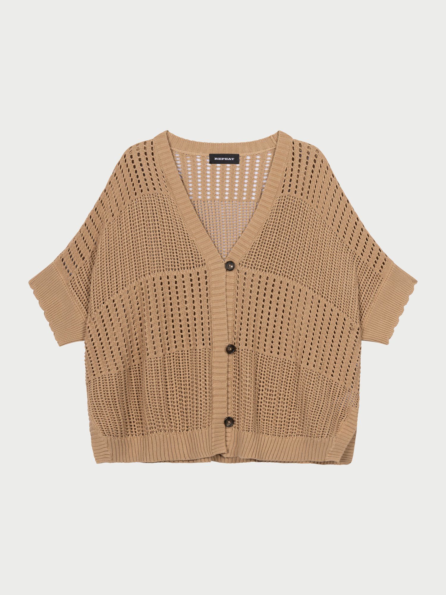 REPEAT cashmere Ajour poncho cardigan