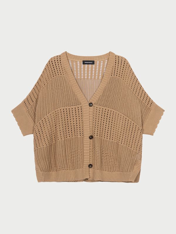 Open knit poncho cardigan  image number 0