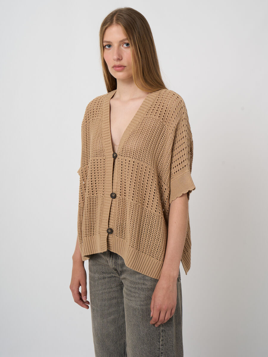 Poncho-Strickjacke mit Lochmuster image number 0