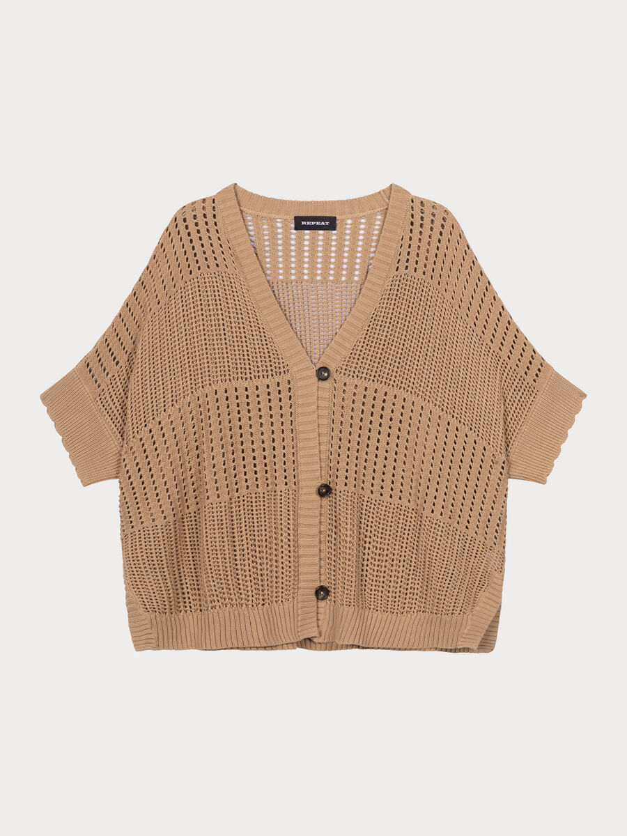 Poncho-Strickjacke mit Lochmuster image number 1