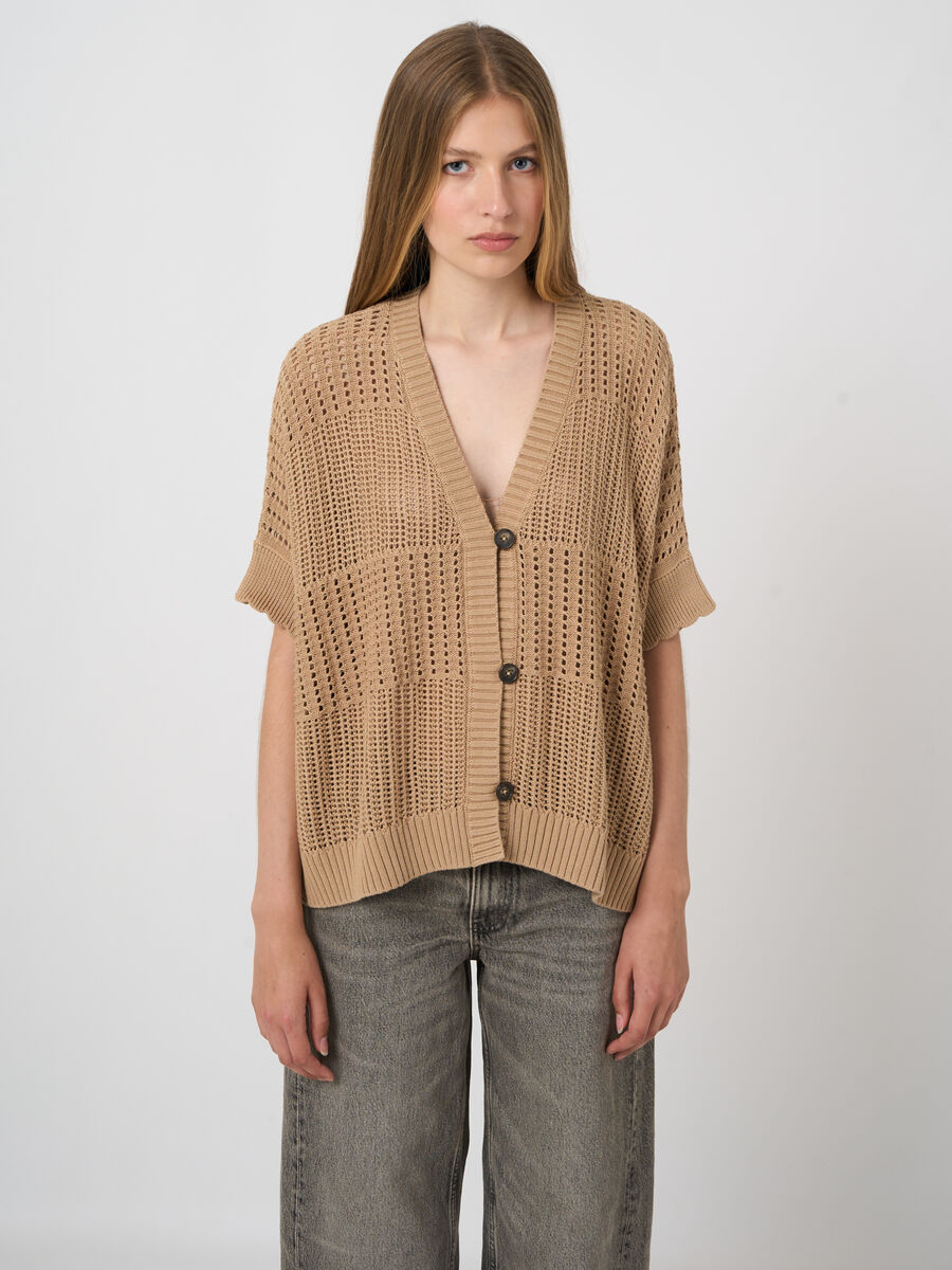 Poncho-Strickjacke mit Lochmuster image number 2