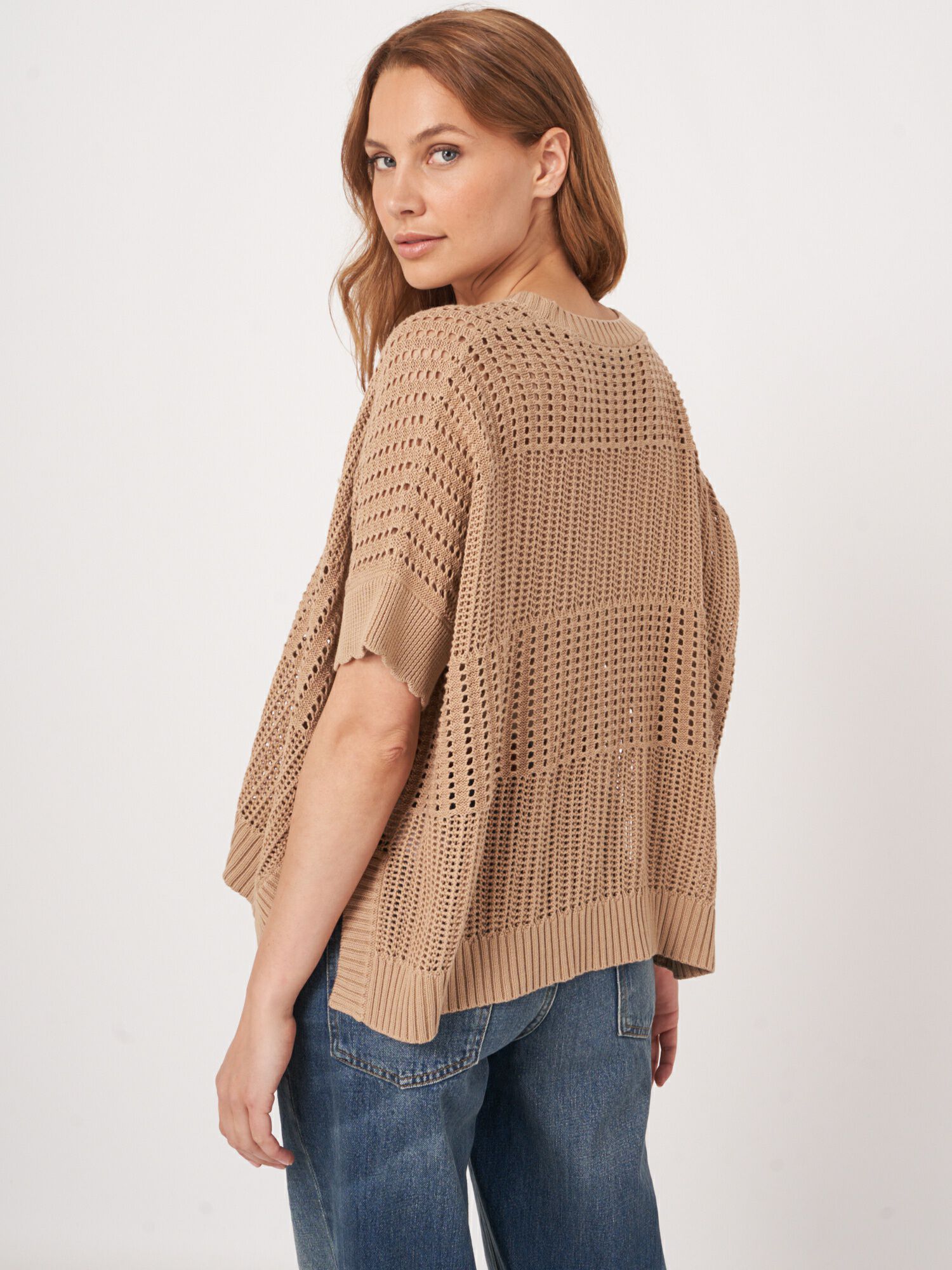 Open knit poncho cardigan