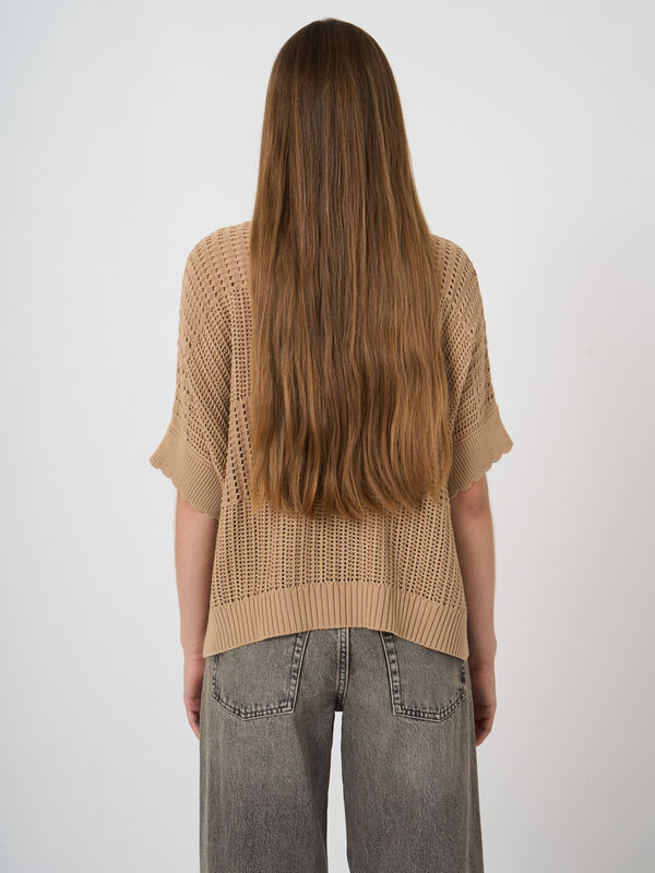 Open knit poncho cardigan  image number 4