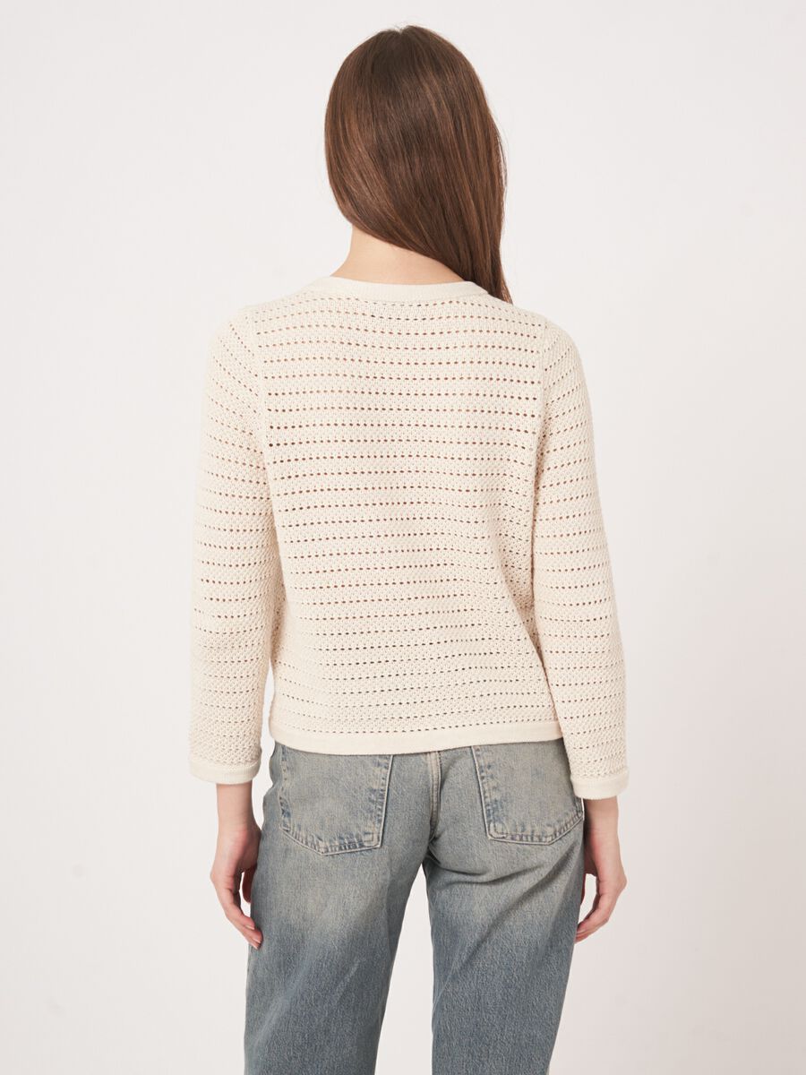 Boxy ajour cardigan with pearl buttons image number 5