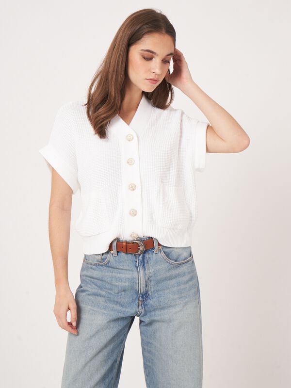 Oversized gebreid gilet met zakken image number 1