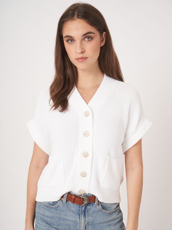 Oversized gebreid gilet met zakken image number 4