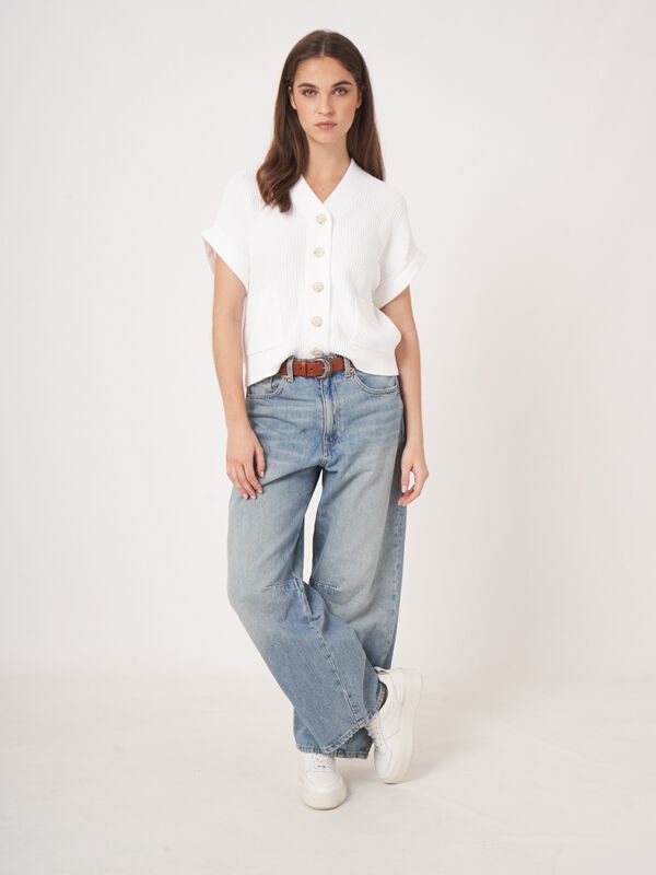 Oversized gebreid gilet met zakken image number 6