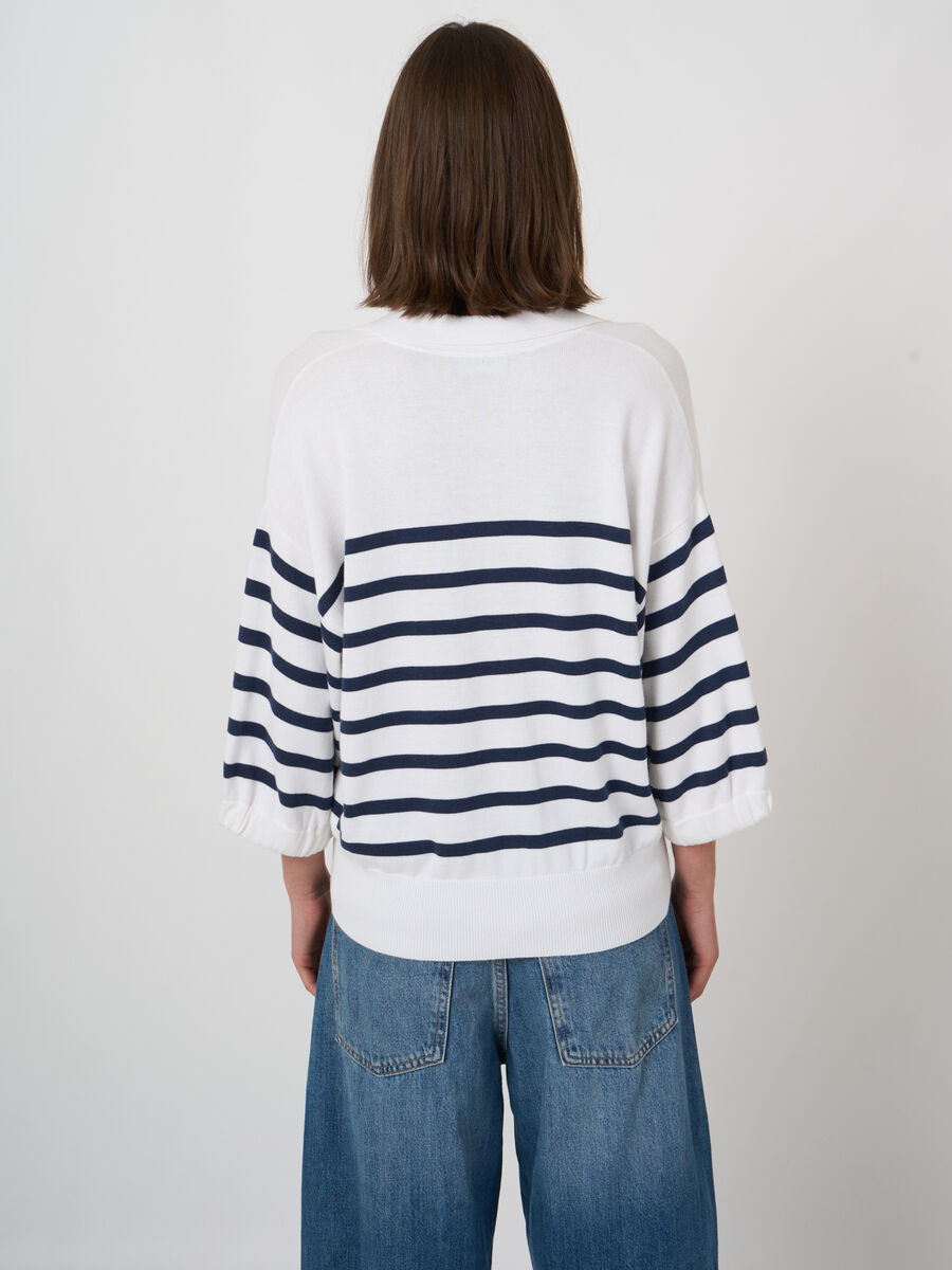 Striped polo neck sweater with sequin detail image number 3