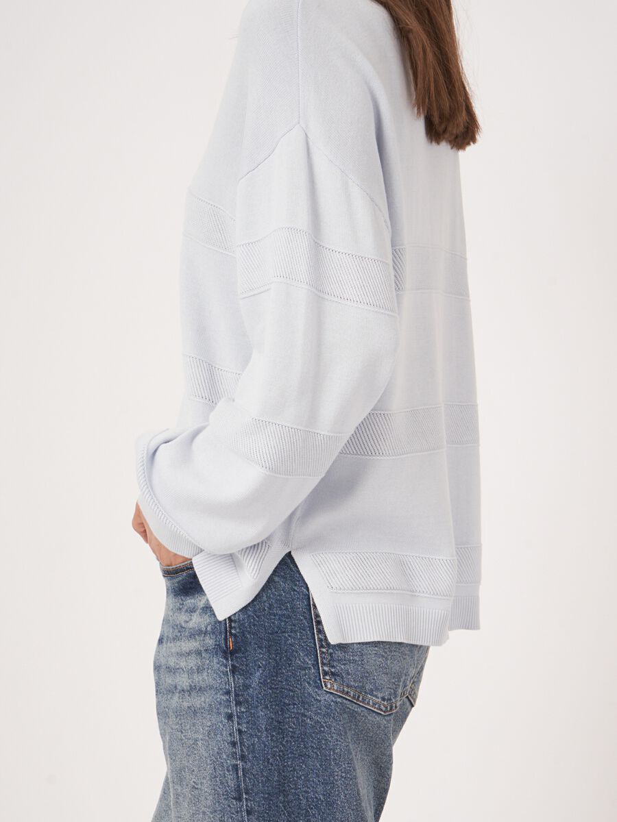 V-neck sweater with textured stripes image number 2