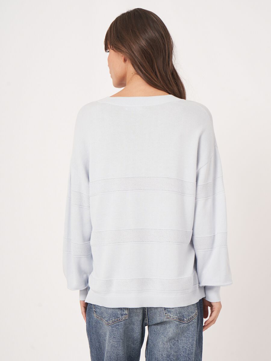 V-neck sweater with textured stripes image number 3