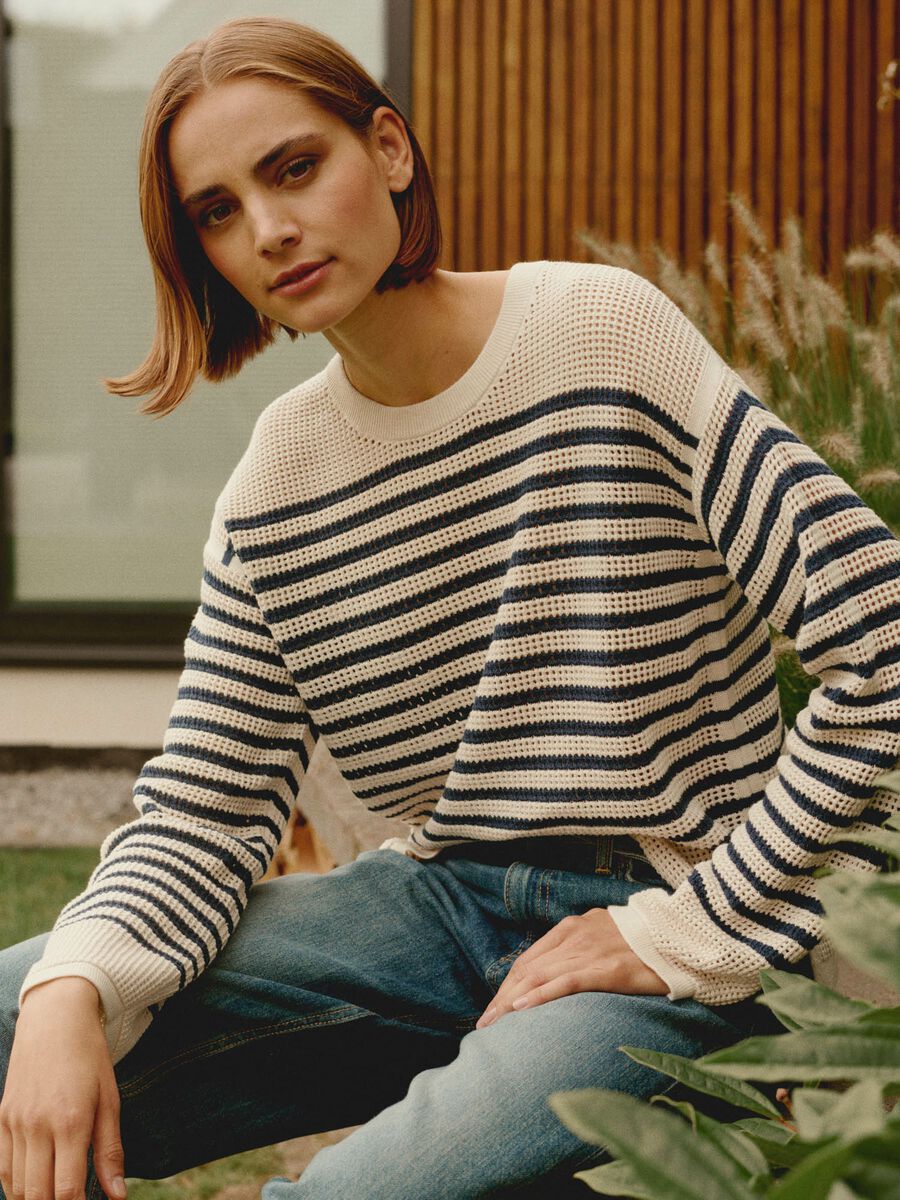 Striped ajour sweater  image number 0