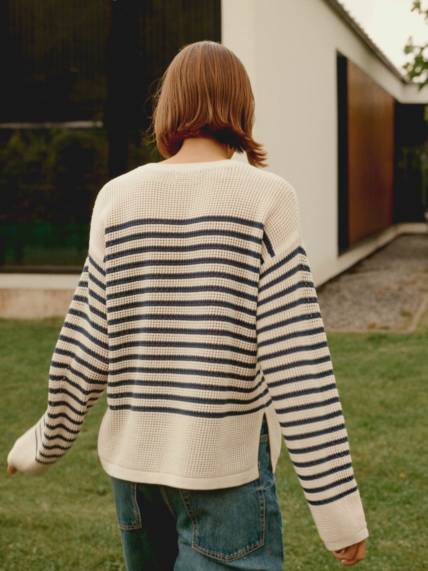 Striped ajour sweater