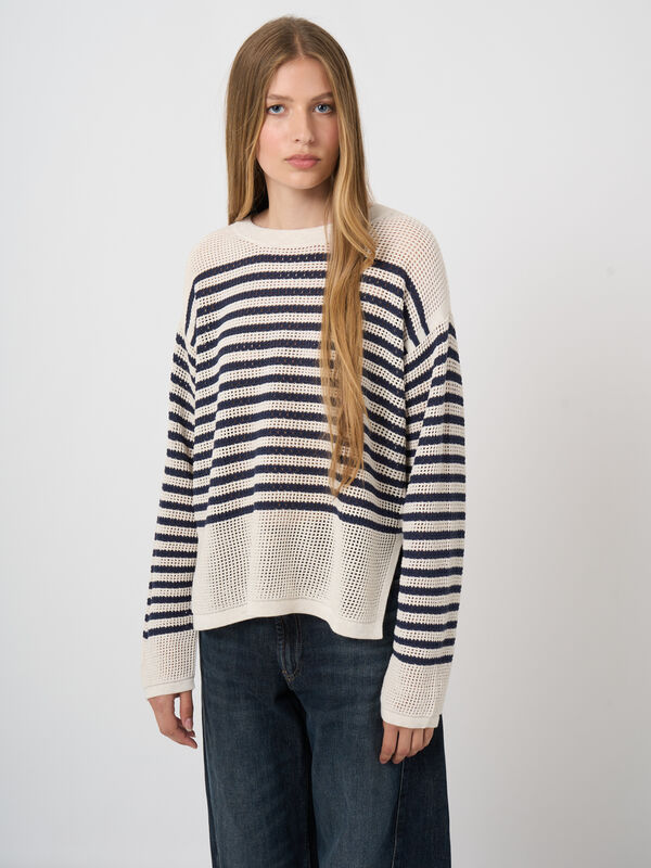 Striped ajour sweater  image number 0
