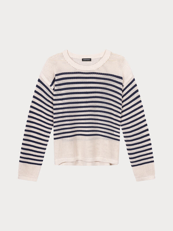 Striped ajour sweater  image number 1
