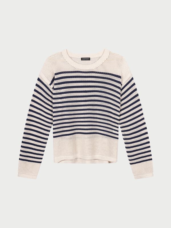 Pull ajouré et rayé image number 3