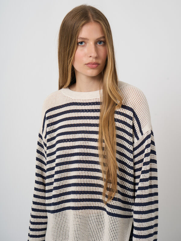 Striped ajour sweater  image number 2