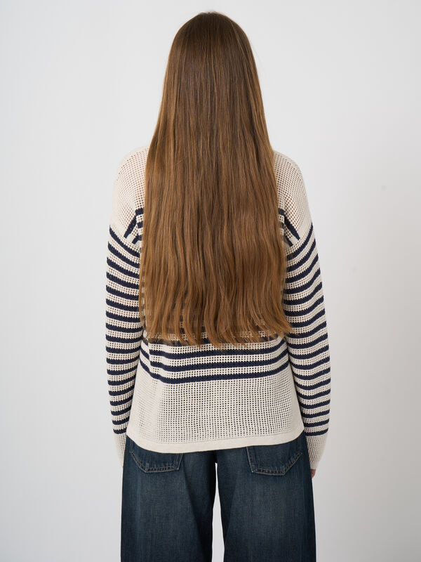 Striped ajour sweater  image number 4