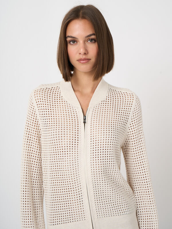 Lochmuster Strickjacke mit Rei&szlig;verschluss image number 1