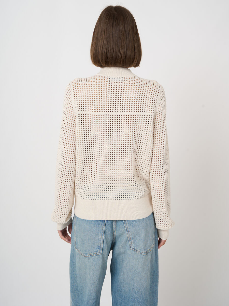 Open knit cardigan with zip image number 2