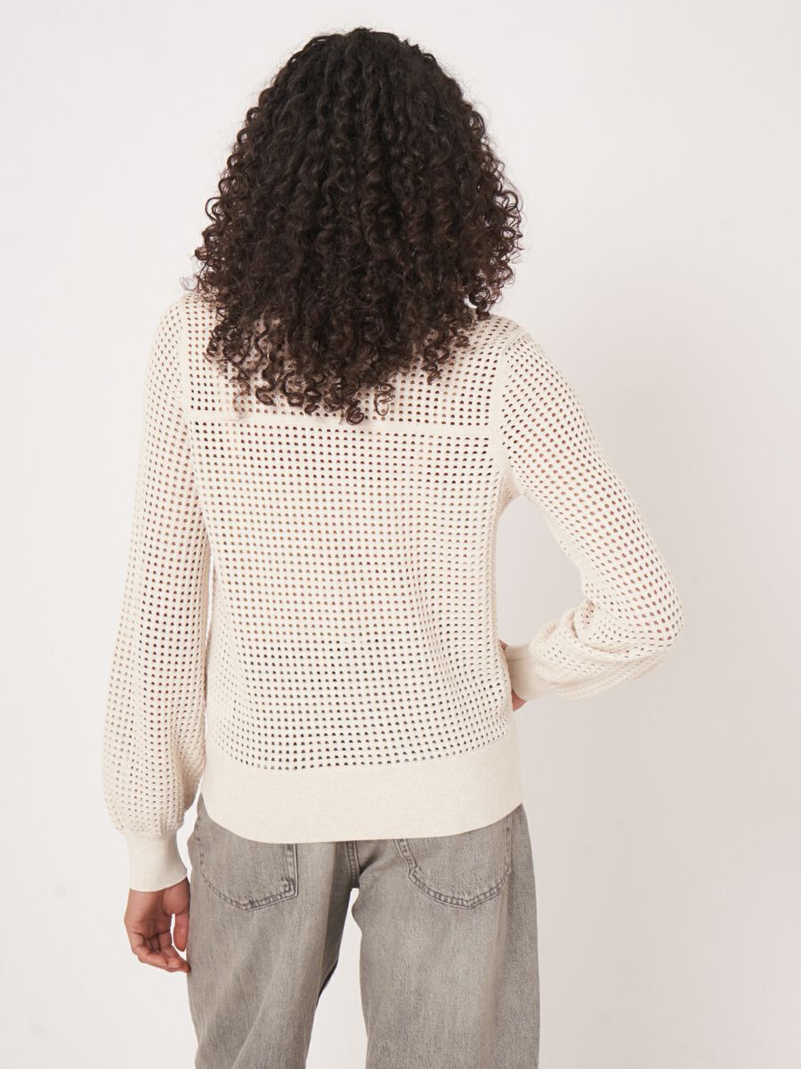 Ajour vest met baseball-kraag en rits image number 4