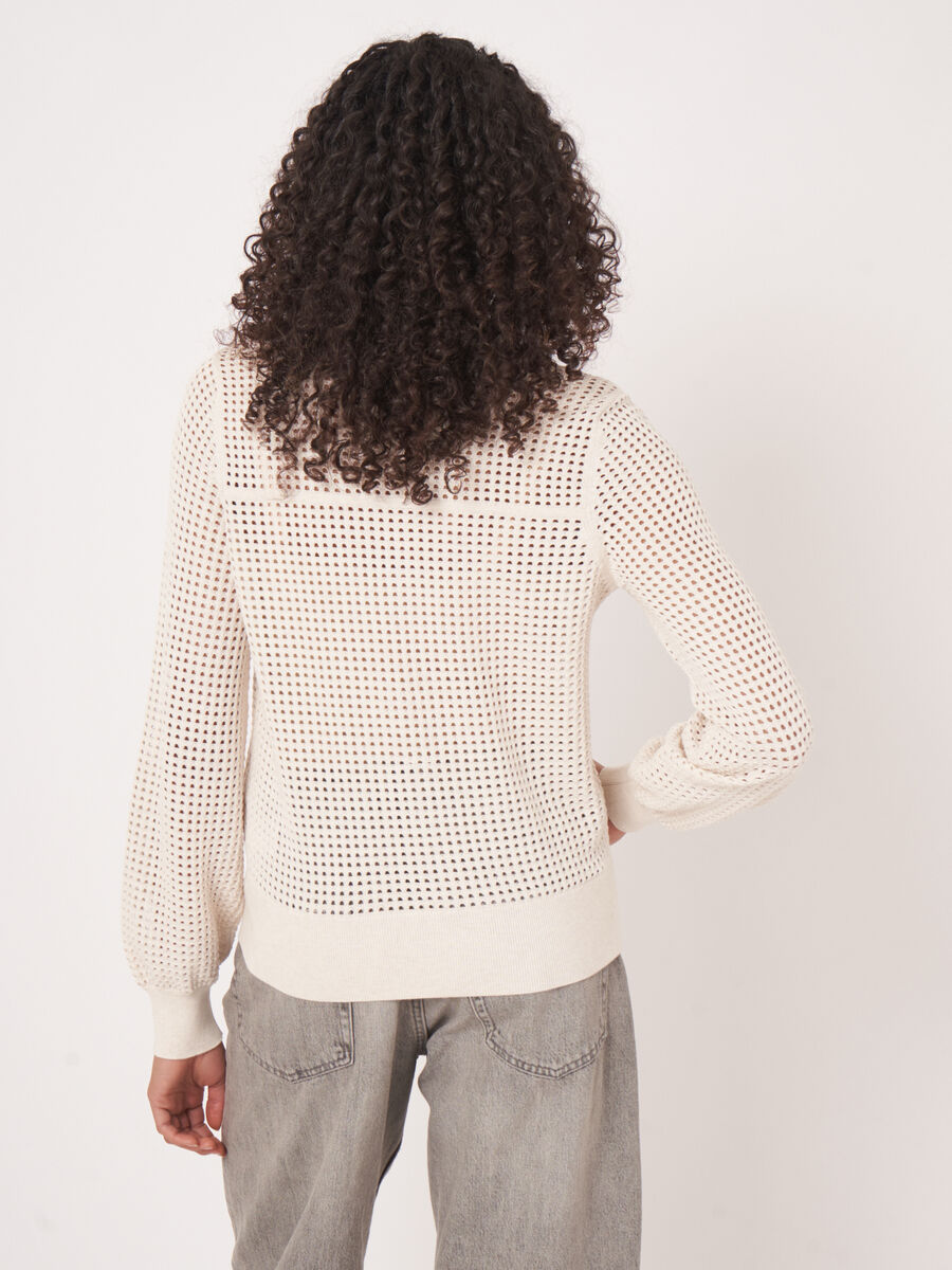 Ajour vest met baseball-kraag en rits image number 5