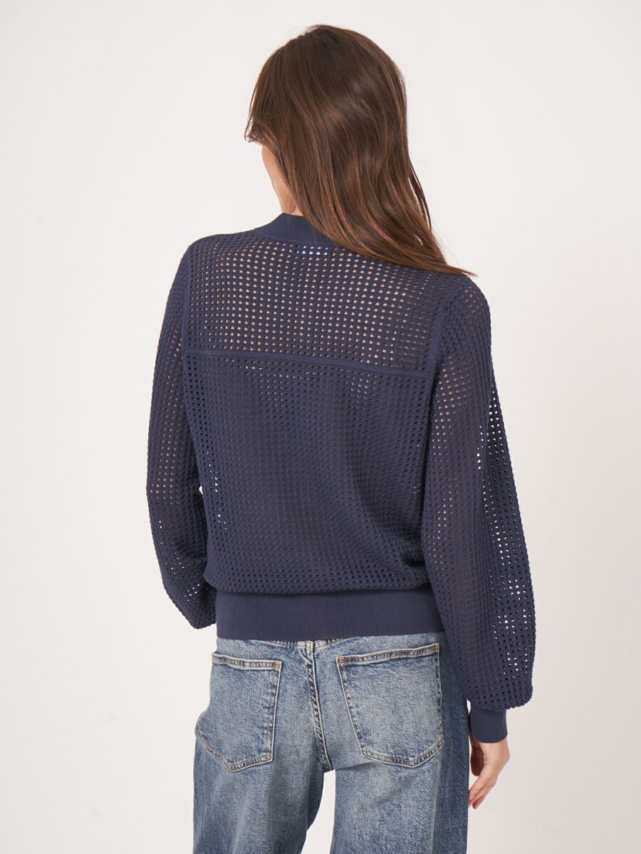 Ajour vest met baseball-kraag en rits image number 3