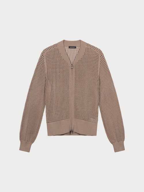 Ajour vest met baseball-kraag en rits