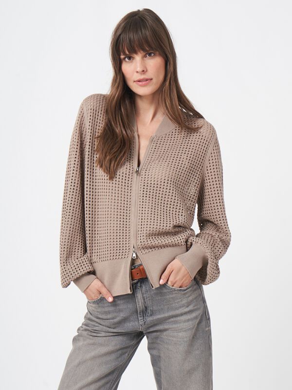 Cardigan en maille ajouré avec fermeture éclair image number 2