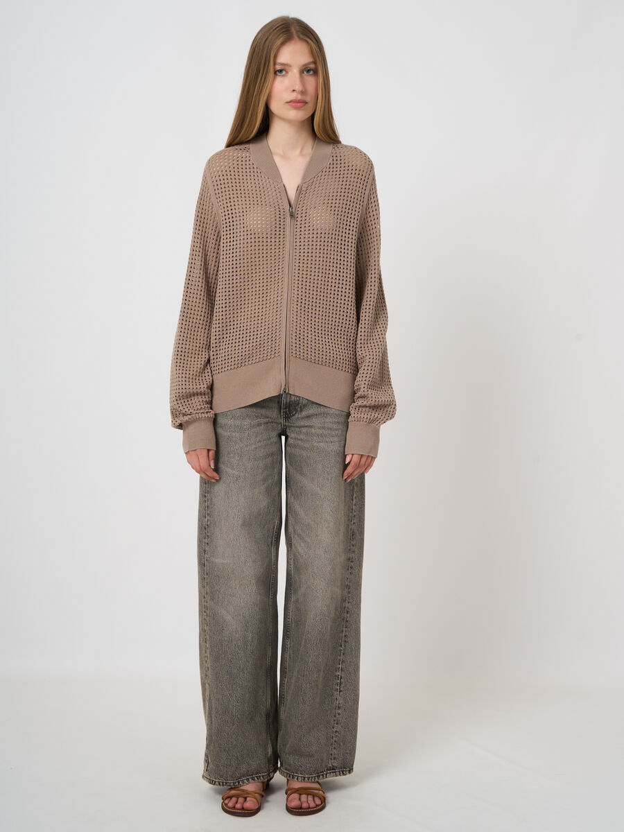 Cardigan en maille ajour&eacute; avec fermeture &eacute;clair image number 2