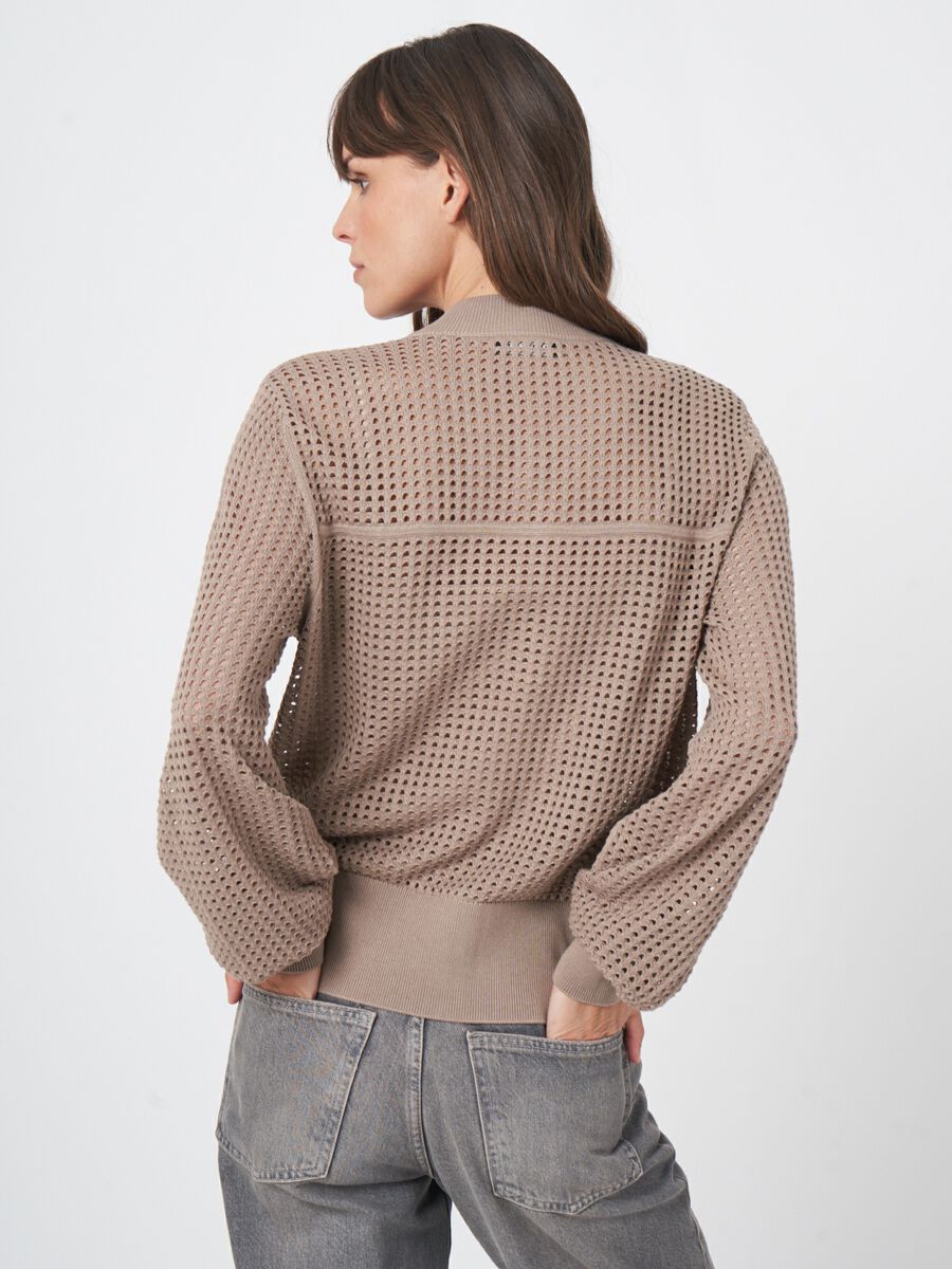 Open knit cardigan with zip image number 3