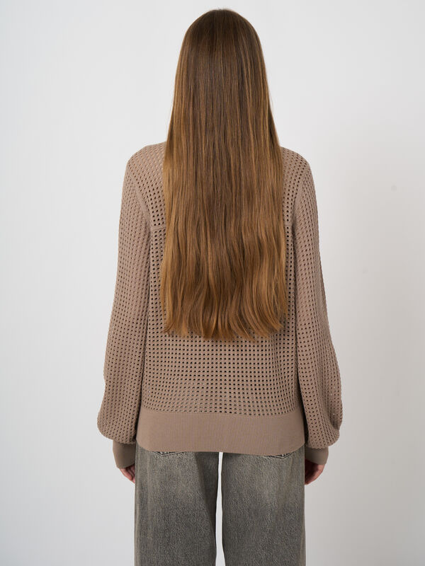 Open knit cardigan with zip image number 4