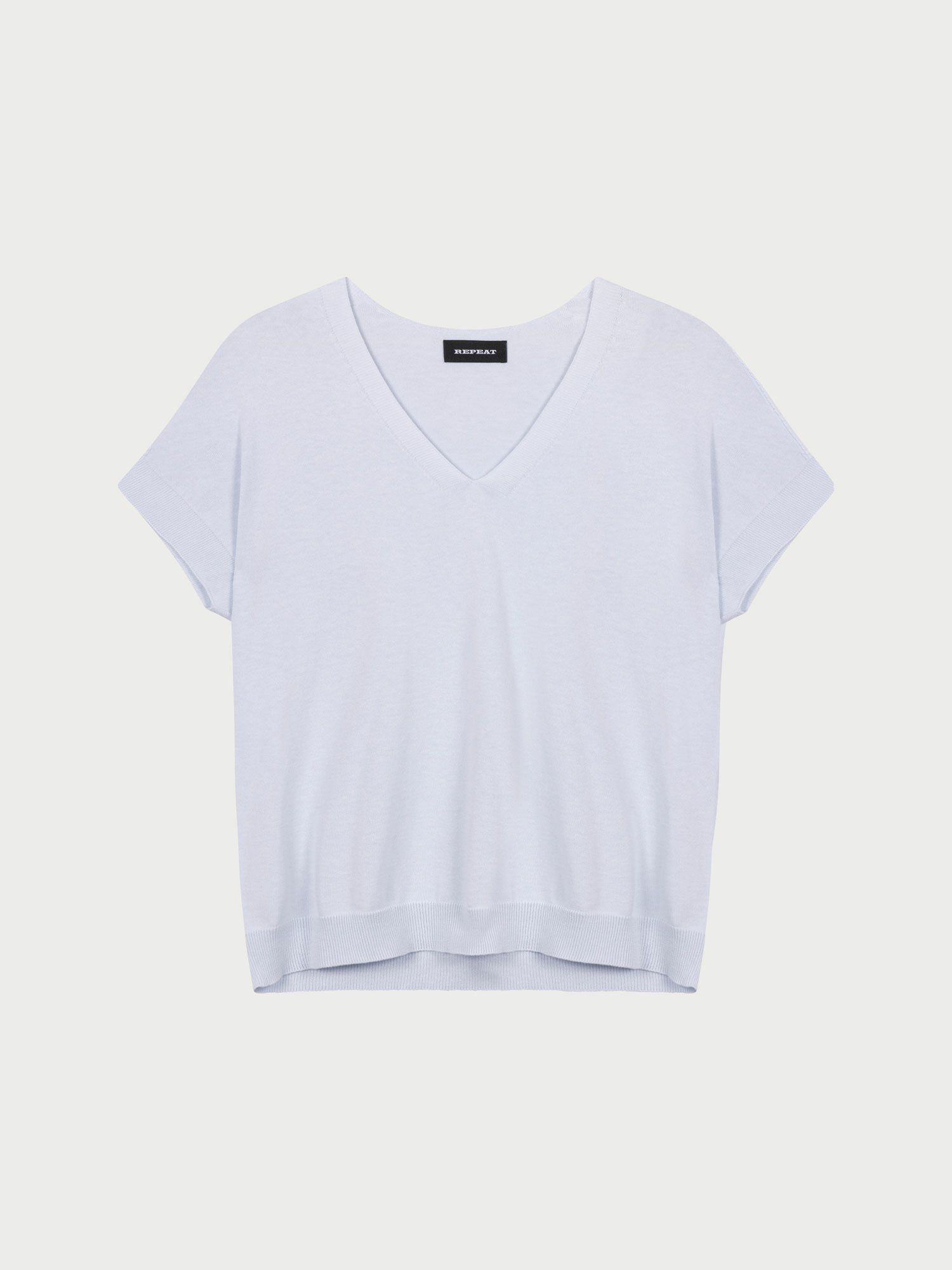 REPEAT cashmere Mouwloze fijn geribde trui van cashmere en katoen
