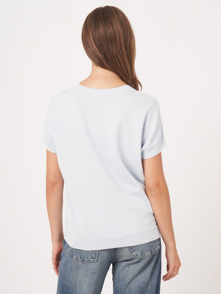 Mouwloze fijn geribde trui van cashmere en katoen image number 5