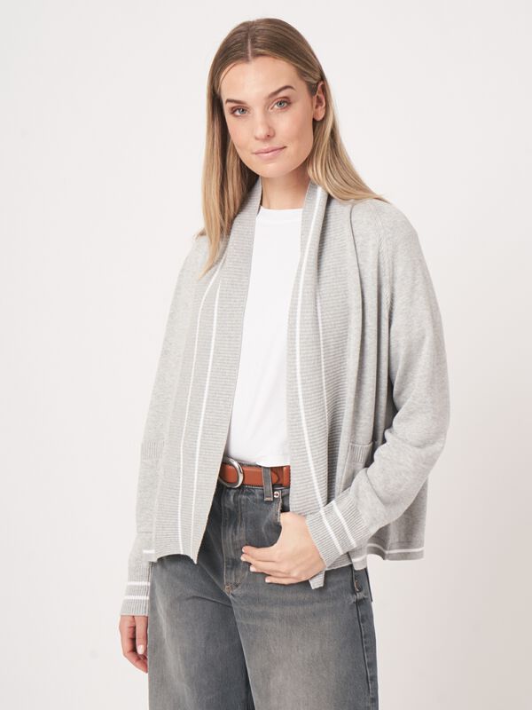 Open vest met strependetail in katoenmix  image number 2