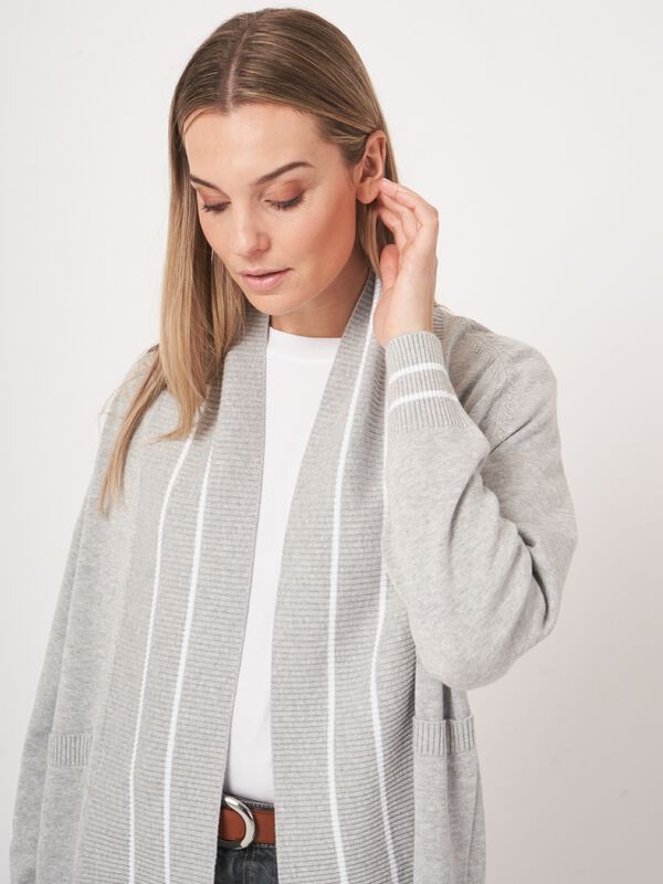 Open vest met strependetail in katoenmix  image number 3