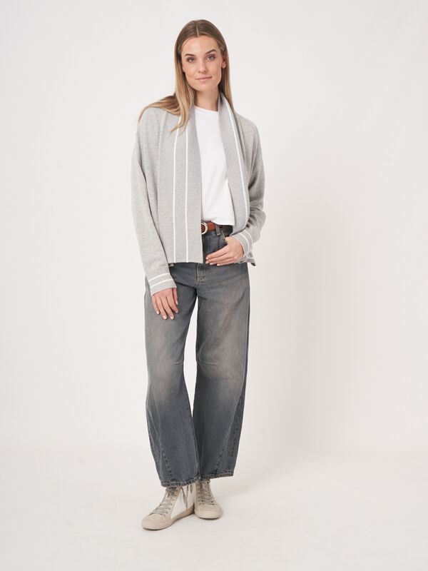 Open vest met strependetail in katoenmix  image number 7