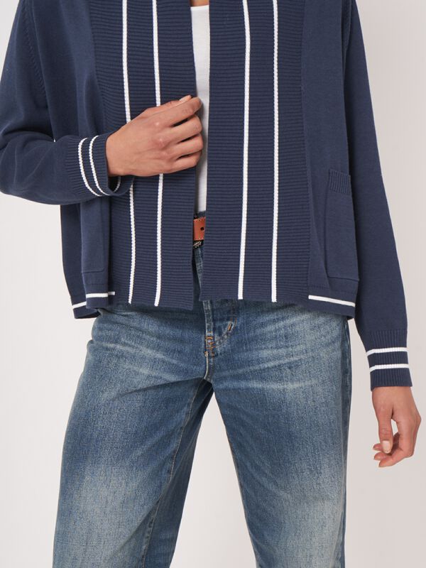 Open vest met strependetail in katoenmix  image number 4