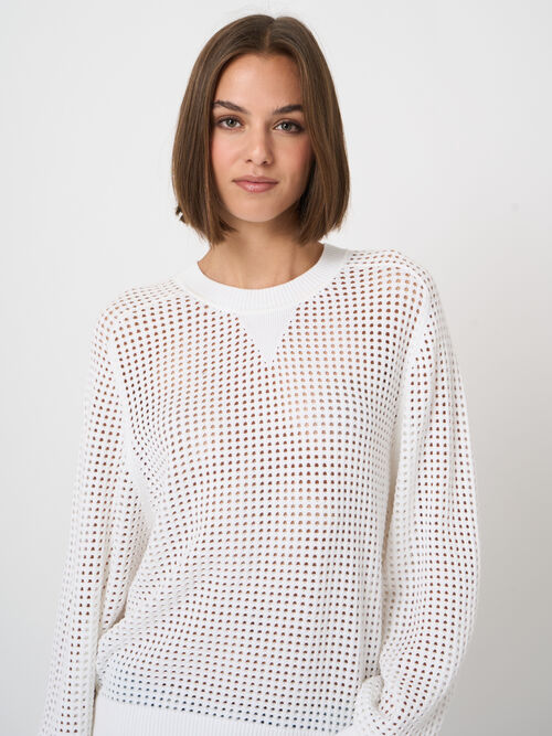 Open knit cotton blend sweater