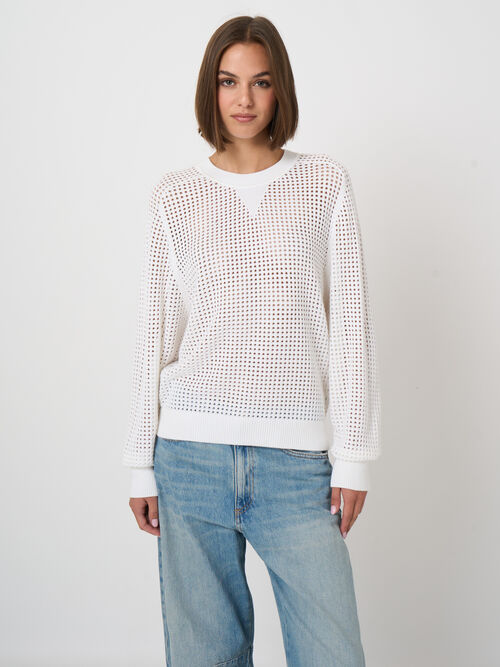 Open knit cotton blend sweater