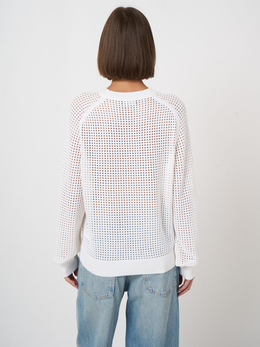 Open knit cotton blend sweater image number 2