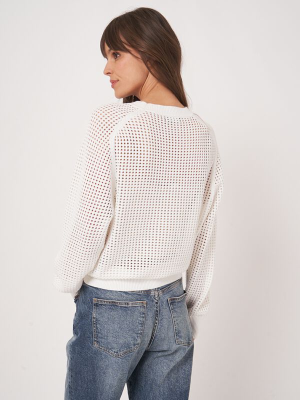 Pull ajouré en mélange de coton  image number 3