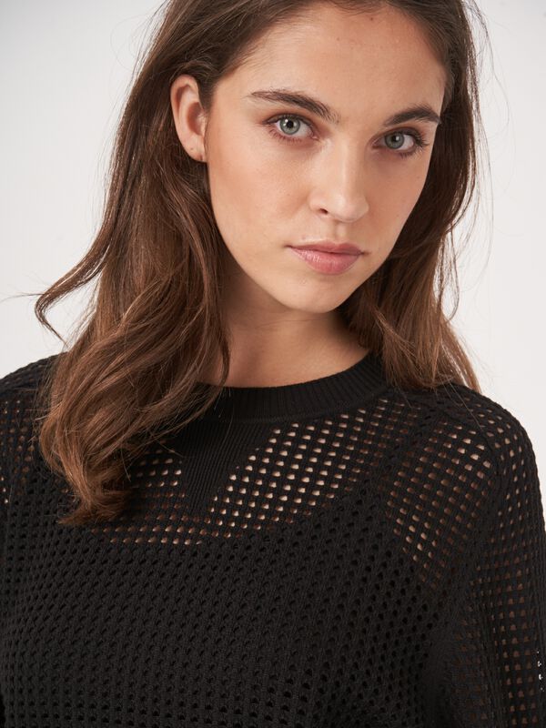 Pull ajouré en mélange de coton  image number 2