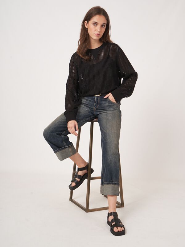 Pull ajouré en mélange de coton  image number 3