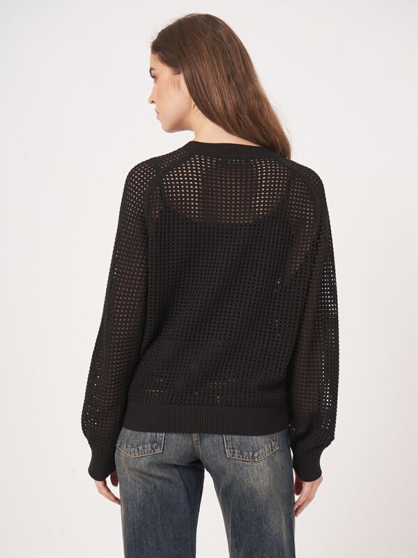 Pull ajouré en mélange de coton  image number 4