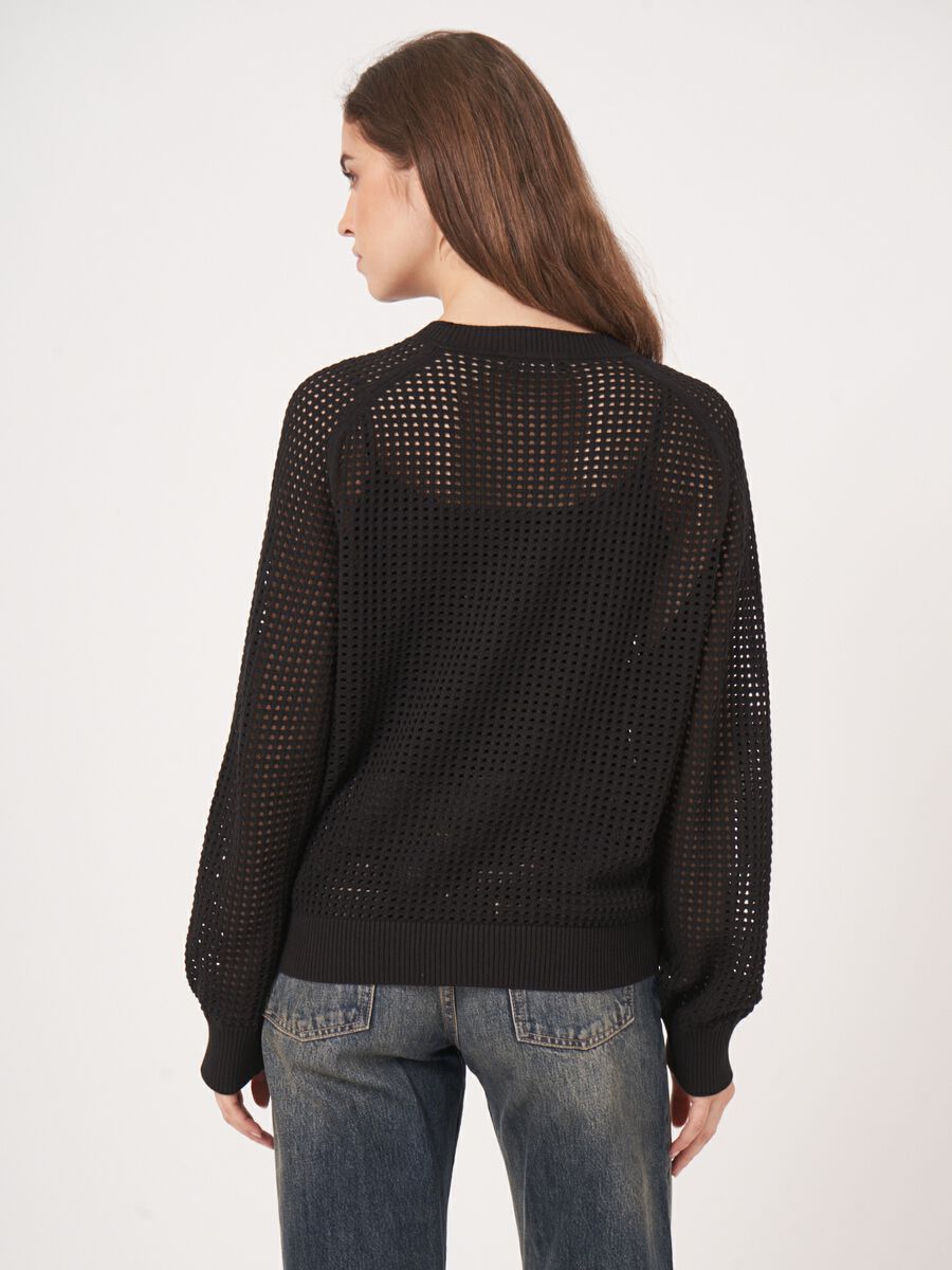 Gebreide ajour trui van katoenmix image number 4